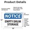 Signmission Empty Drum Storage Area, 18 in W x Rectangle, Vinyl Decal OS-2PACK-NS-D-1218-L-15619 - alternate 2